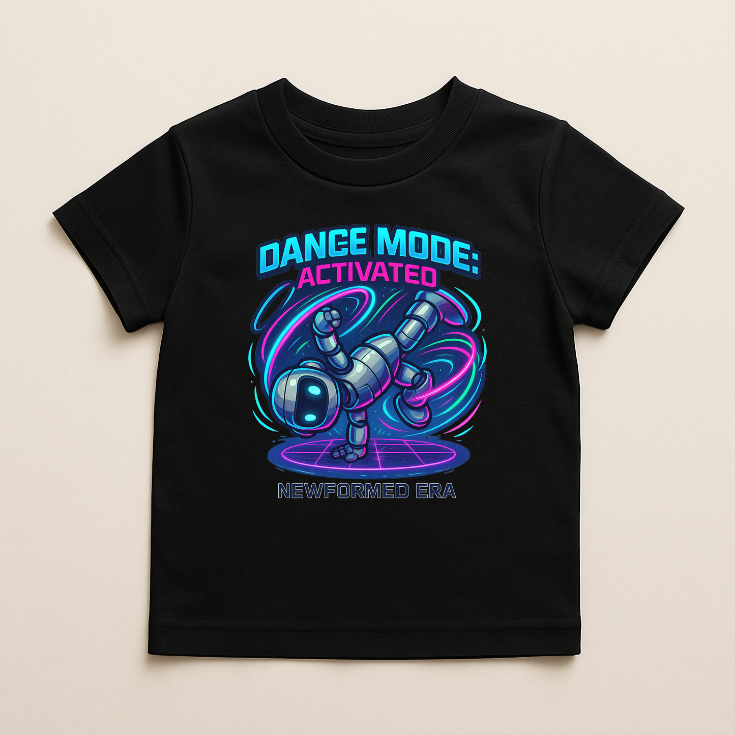 “Dance Mode: Activated” – Neon Robot Toddler Graphic T-Shirt | Playtime Collection by New Formed Era