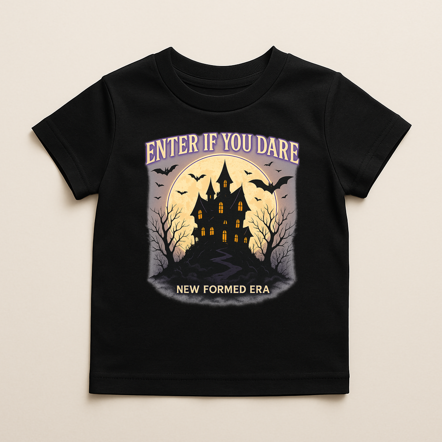 Enter If You Dare Kids Halloween T-Shirt by New Formed Era | Haunted House Spooky Graphic Tee