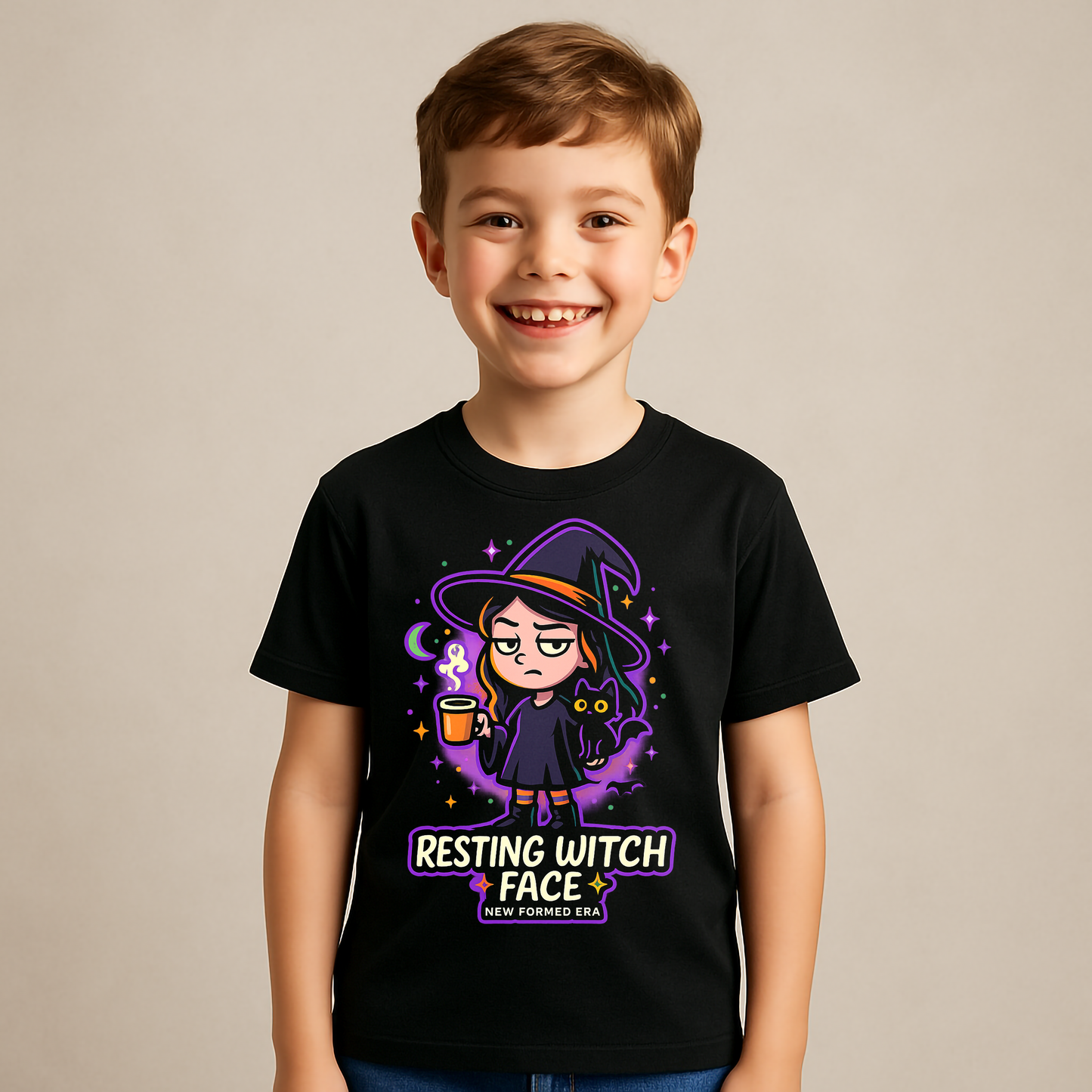 Resting Witch Face Kids Halloween T-Shirt by New Formed Era | Funny Witch Graphic Tee
