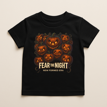 Fear the Night Kids Halloween T-Shirt by New Formed Era | Pumpkin Graphic Spooky Tee