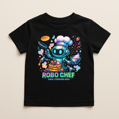 Robo Chef Kids T-Shirt by New Formed Era | Fun Robot Cooking Graphic Tee for Boys & Girls