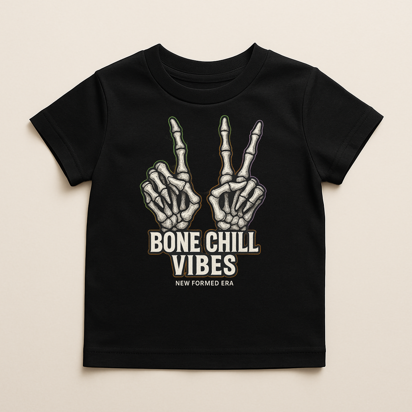 Bone Chill Vibes Kids Halloween T-Shirt by New Formed Era | Skeleton Graphic Spooky Tee