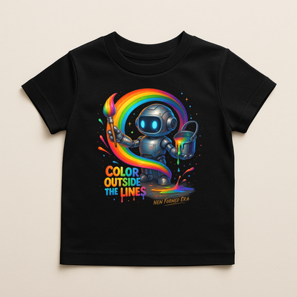 Robot Rainbow’s Illusion Kids T-Shirt by New Formed Era | Colorful Robot Graphic Tee for Boys & Girls