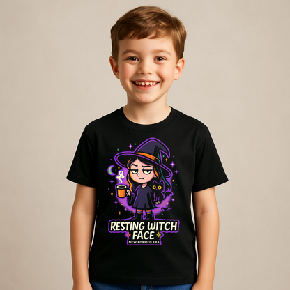 Resting Witch Face Kids Halloween T-Shirt by New Formed Era | Funny Witch Graphic Tee