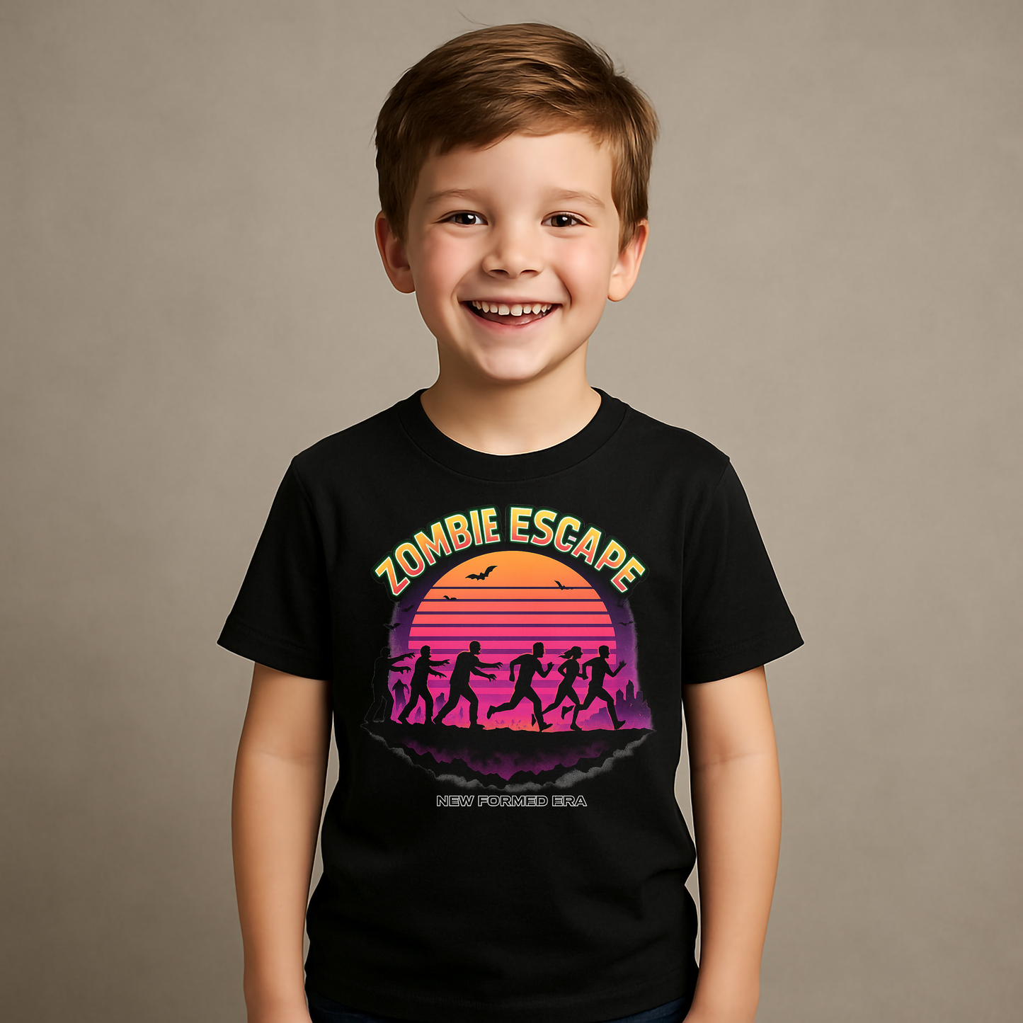 Zombie Scape Kids Halloween T-Shirt by New Formed Era | Spooky Undead Graphic Tee