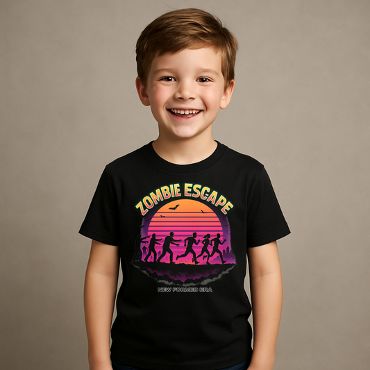 Zombie Scape Kids Halloween T-Shirt by New Formed Era | Spooky Undead Graphic Tee