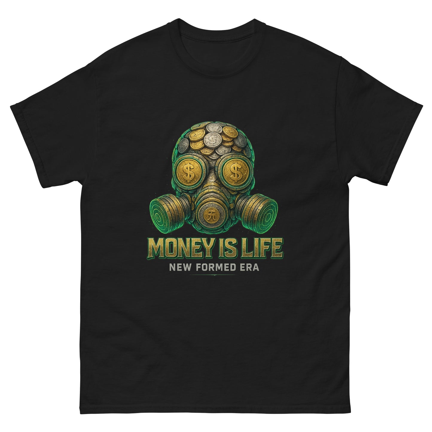 Gas Mask for Money streetwear graphic t-shirt – bold hustle design