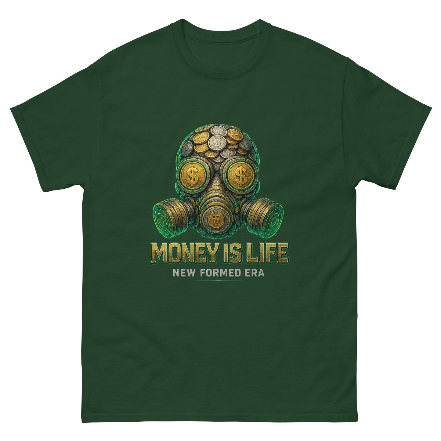Gas Mask for Money streetwear graphic t-shirt – bold hustle design
