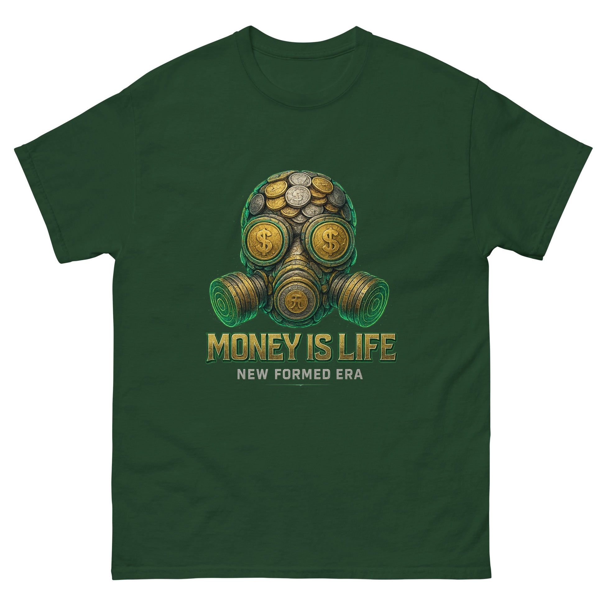Gas Mask for Money streetwear graphic t-shirt – bold hustle design