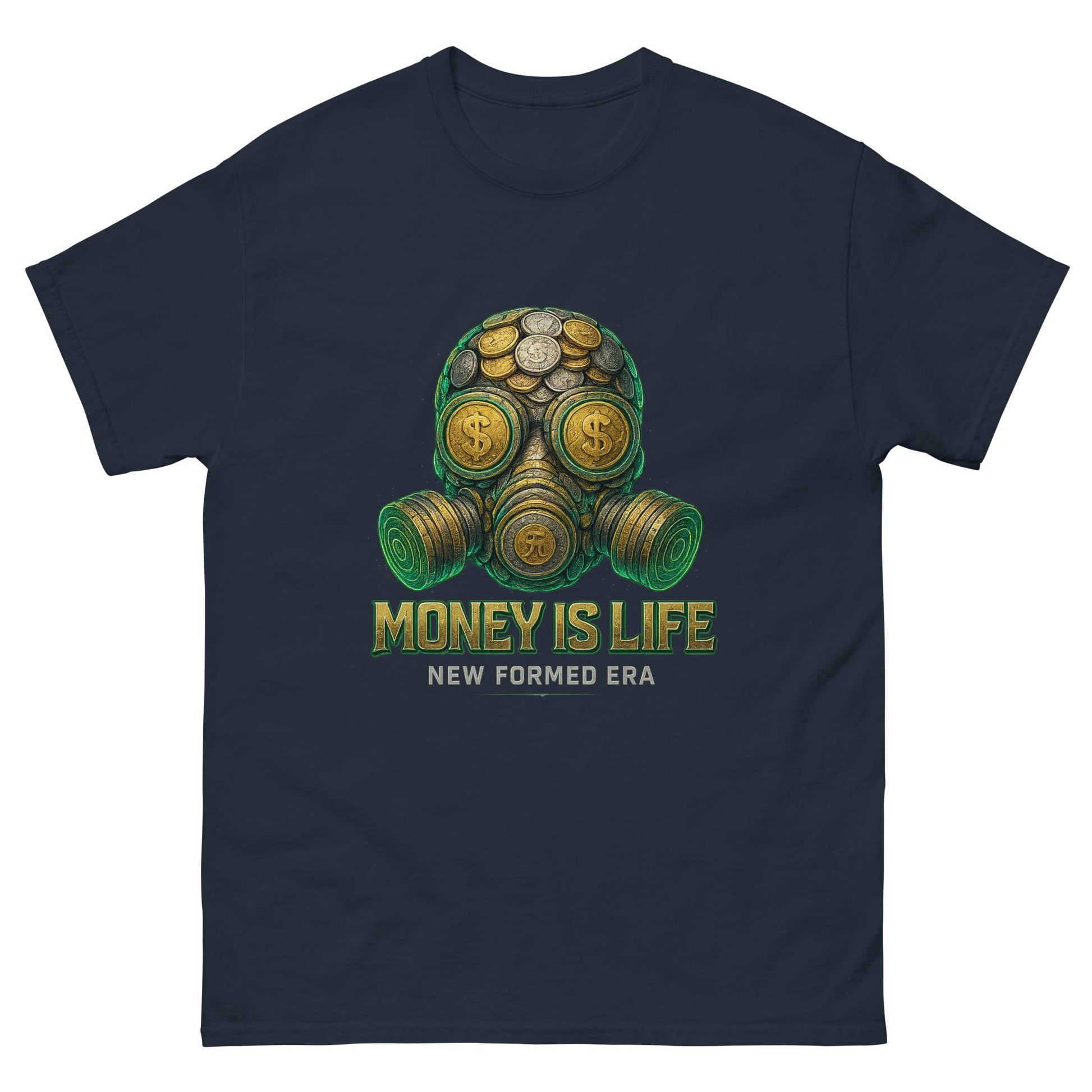 Gas Mask for Money streetwear graphic t-shirt – bold hustle design